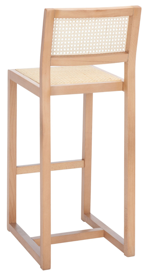 Safavieh Seika Contemporary Rattan Bar Stool – Stylish Cane Seat & Beech Wood Frame For Coastal Elegance Natural/Natural BST9503C