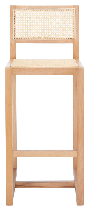 Safavieh Seika Contemporary Rattan Bar Stool – Stylish Cane Seat & Beech Wood Frame For Coastal Elegance Natural/Natural BST9503C