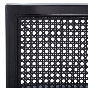 Safavieh Seika Contemporary Rattan Bar Stool – Stylish Cane Seat & Beech Wood Frame For Coastal Elegance Black BST9503D