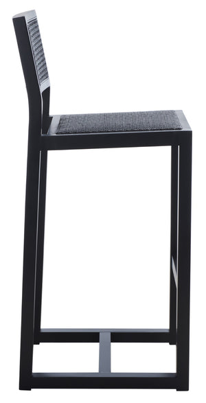 Safavieh Seika Contemporary Rattan Bar Stool – Stylish Cane Seat & Beech Wood Frame For Coastal Elegance Black BST9503D