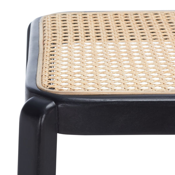 Safavieh Silus Backless Counter Stool – Elegant Coastal Design With Cane Rattan Seat For Modern Spaces Black/Natural BST9504A