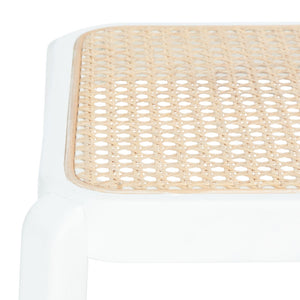 Safavieh Silus Backless Counter Stool – Elegant Coastal Design With Cane Rattan Seat For Modern Spaces White/Natural BST9504B