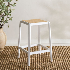Safavieh Silus Backless Counter Stool – Elegant Coastal Design With Cane Rattan Seat For Modern Spaces White/Natural BST9504B