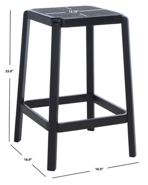 Safavieh Silus Backless Counter Stool – Elegant Coastal Design With Cane Rattan Seat For Modern Spaces Black BST9504D