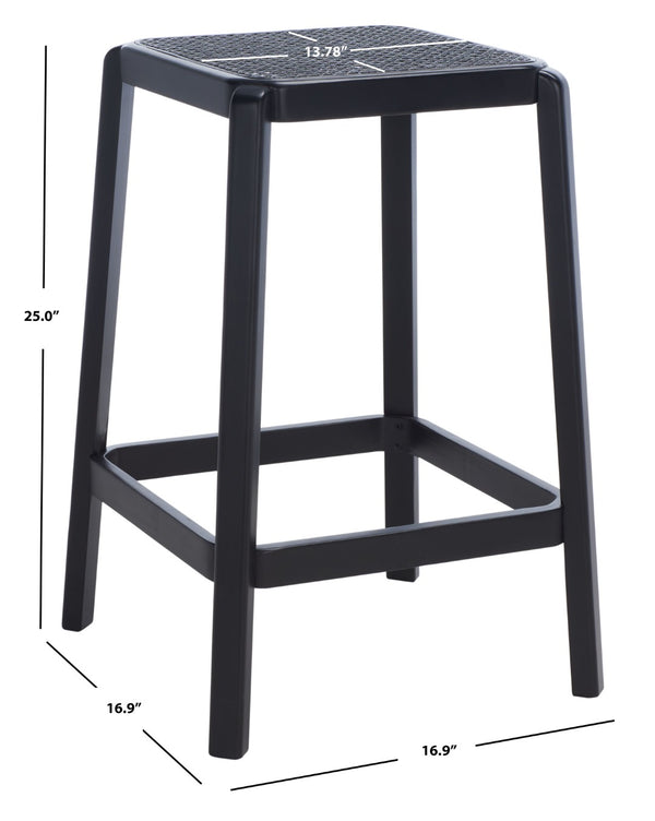Safavieh Silus Backless Counter Stool – Elegant Coastal Design With Cane Rattan Seat For Modern Spaces Black BST9504D