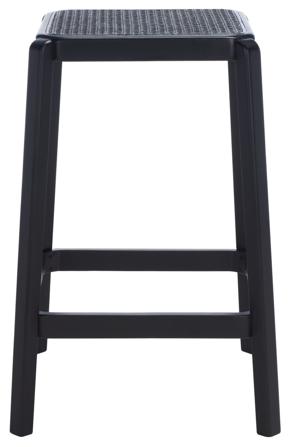 Safavieh Silus Backless Counter Stool – Elegant Coastal Design With Cane Rattan Seat For Modern Spaces Black BST9504D
