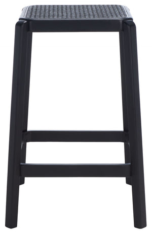 Safavieh Silus Backless Counter Stool – Elegant Coastal Design With Cane Rattan Seat For Modern Spaces Black BST9504D