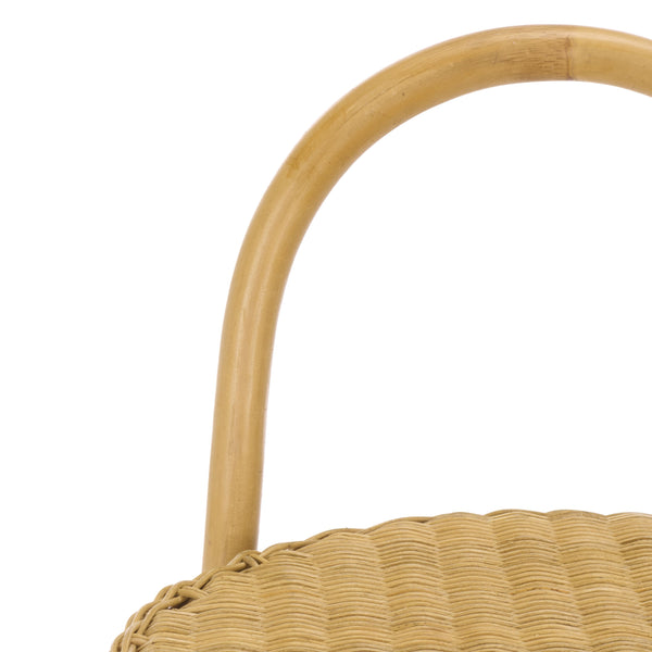 Yulia Rattan Bar Stool With Hand-Finished Weave, Cushioned Seat, Rustic Coastal-Boho Charm