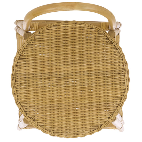 Yulia Rattan Bar Stool With Hand-Finished Weave, Cushioned Seat, Rustic Coastal-Boho Charm