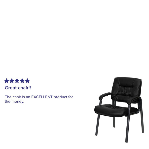 English Elm Haeger Executive Side Reception Chair - Plush Upholstery, Ergonomic Design & Durable Frame for Comfort Black LeatherSoft/Titanium Gray Frame BT-1404-BKGY-GG