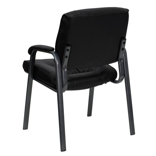 English Elm Haeger Executive Side Reception Chair - Plush Upholstery, Ergonomic Design & Durable Frame for Comfort Black LeatherSoft/Titanium Gray Frame BT-1404-BKGY-GG