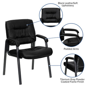 English Elm Haeger Executive Side Reception Chair - Plush Upholstery, Ergonomic Design & Durable Frame for Comfort Black LeatherSoft/Titanium Gray Frame BT-1404-BKGY-GG