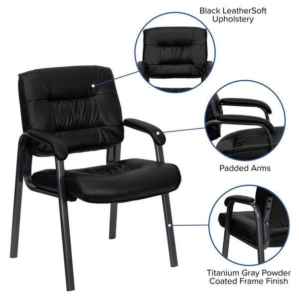English Elm Haeger Executive Side Reception Chair - Plush Upholstery, Ergonomic Design & Durable Frame for Comfort Black LeatherSoft/Titanium Gray Frame BT-1404-BKGY-GG