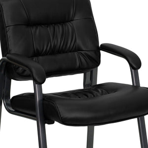 English Elm Haeger Executive Side Reception Chair - Plush Upholstery, Ergonomic Design & Durable Frame for Comfort Black LeatherSoft/Titanium Gray Frame BT-1404-BKGY-GG