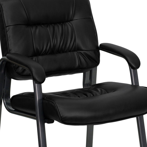 English Elm Haeger Executive Side Reception Chair - Plush Upholstery, Ergonomic Design & Durable Frame for Comfort Black LeatherSoft/Titanium Gray Frame BT-1404-BKGY-GG