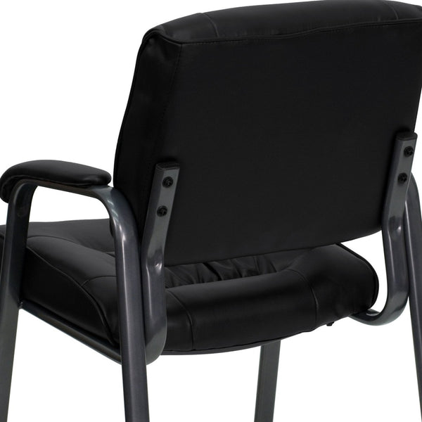 English Elm Haeger Executive Side Reception Chair - Plush Upholstery, Ergonomic Design & Durable Frame for Comfort Black LeatherSoft/Titanium Gray Frame BT-1404-BKGY-GG