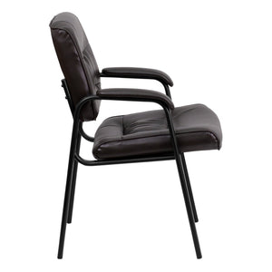 English Elm Haeger Executive Side Reception Chair - Plush Upholstery, Ergonomic Design & Durable Frame for Comfort Brown LeatherSoft/Black Frame BT-1404-BN-GG