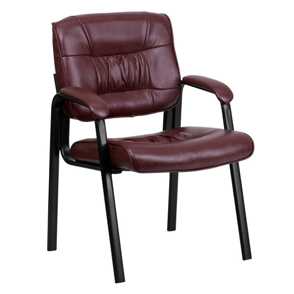 English Elm Haeger Executive Side Reception Chair - Plush Upholstery, Ergonomic Design & Durable Frame for Comfort Burgundy LeatherSoft/Black Frame BT-1404-BURG-GG