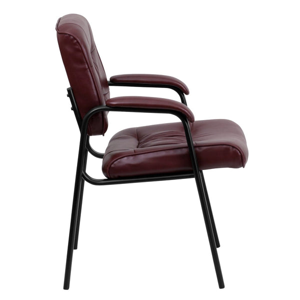 English Elm Haeger Executive Side Reception Chair - Plush Upholstery, Ergonomic Design & Durable Frame for Comfort Burgundy LeatherSoft/Black Frame BT-1404-BURG-GG