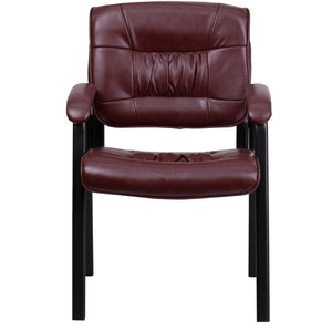 English Elm Haeger Executive Side Reception Chair - Plush Upholstery, Ergonomic Design & Durable Frame for Comfort Burgundy LeatherSoft/Black Frame BT-1404-BURG-GG