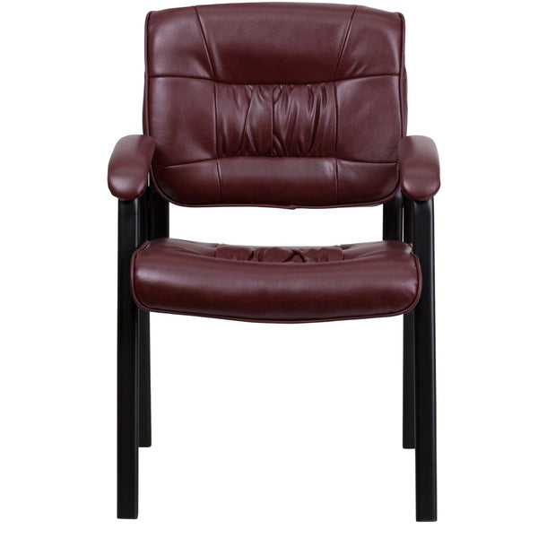 English Elm Haeger Executive Side Reception Chair - Plush Upholstery, Ergonomic Design & Durable Frame for Comfort Burgundy LeatherSoft/Black Frame BT-1404-BURG-GG