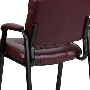 English Elm Haeger Executive Side Reception Chair - Plush Upholstery, Ergonomic Design & Durable Frame for Comfort Burgundy LeatherSoft/Black Frame BT-1404-BURG-GG