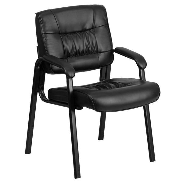 English Elm Haeger Executive Side Reception Chair - Plush Upholstery, Ergonomic Design & Durable Frame for Comfort Black LeatherSoft/Black Frame BT-1404-GG