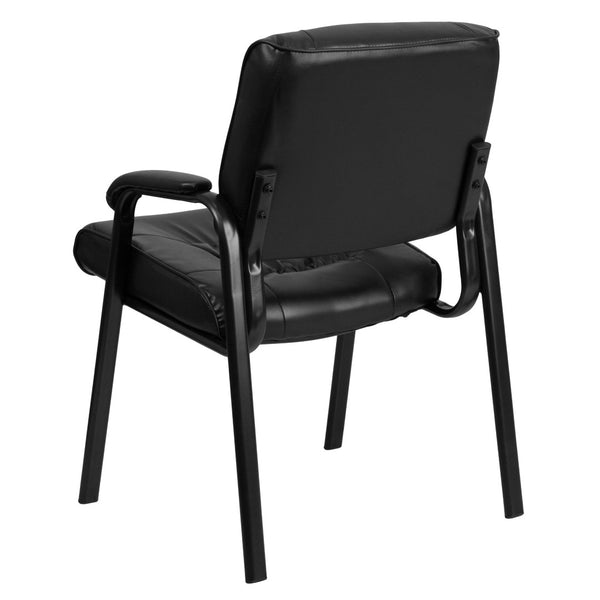 English Elm Haeger Executive Side Reception Chair - Plush Upholstery, Ergonomic Design & Durable Frame for Comfort Black LeatherSoft/Black Frame BT-1404-GG
