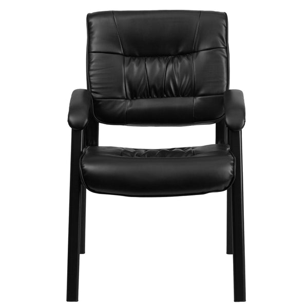 English Elm Haeger Executive Side Reception Chair - Plush Upholstery, Ergonomic Design & Durable Frame for Comfort Black LeatherSoft/Black Frame BT-1404-GG