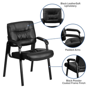 English Elm Haeger Executive Side Reception Chair - Plush Upholstery, Ergonomic Design & Durable Frame for Comfort Black LeatherSoft/Black Frame BT-1404-GG