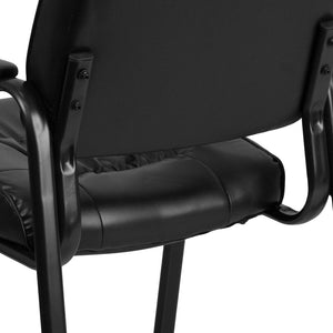 English Elm Haeger Executive Side Reception Chair - Plush Upholstery, Ergonomic Design & Durable Frame for Comfort Black LeatherSoft/Black Frame BT-1404-GG
