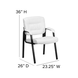 English Elm Haeger Executive Side Reception Chair - Plush Upholstery, Ergonomic Design & Durable Frame for Comfort White LeatherSoft/Black Frame BT-1404-WH-GG