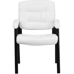 English Elm Haeger Executive Side Reception Chair - Plush Upholstery, Ergonomic Design & Durable Frame for Comfort White LeatherSoft/Black Frame BT-1404-WH-GG