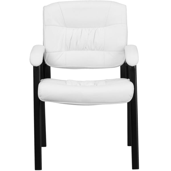 English Elm Haeger Executive Side Reception Chair - Plush Upholstery, Ergonomic Design & Durable Frame for Comfort White LeatherSoft/Black Frame BT-1404-WH-GG