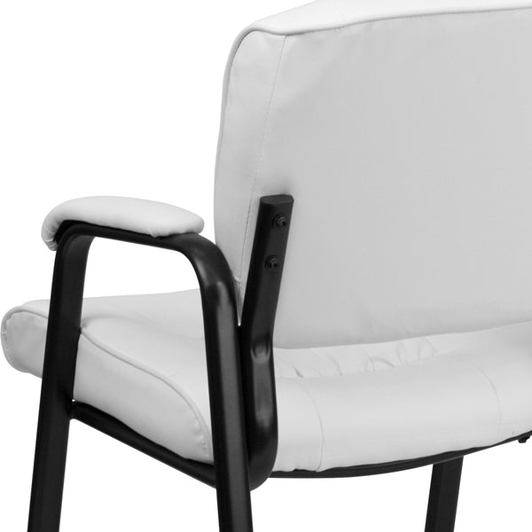 English Elm Haeger Executive Side Reception Chair - Plush Upholstery, Ergonomic Design & Durable Frame for Comfort White LeatherSoft/Black Frame BT-1404-WH-GG