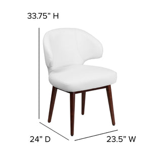 English Elm Comfort Back Series White LeatherSoft Side Chair with Walnut Legs - Modern Style & Ultimate Comfort BT-2-WH-GG