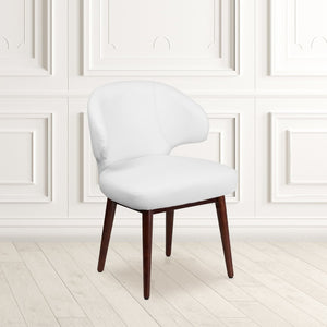 English Elm Comfort Back Series White LeatherSoft Side Chair with Walnut Legs - Modern Style & Ultimate Comfort BT-2-WH-GG