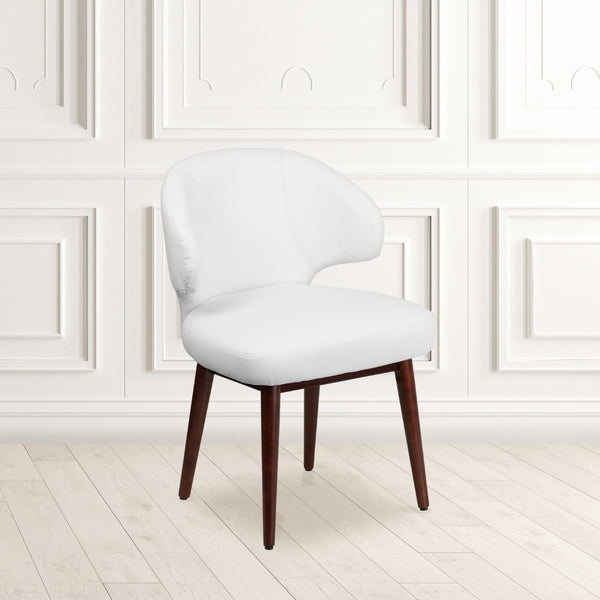 English Elm Comfort Back Series White LeatherSoft Side Chair with Walnut Legs - Modern Style & Ultimate Comfort BT-2-WH-GG