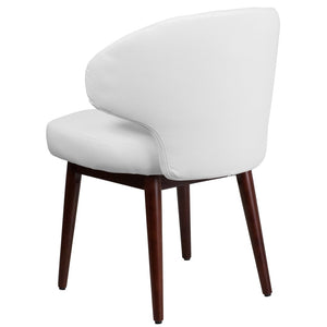 English Elm Comfort Back Series White LeatherSoft Side Chair with Walnut Legs - Modern Style & Ultimate Comfort BT-2-WH-GG