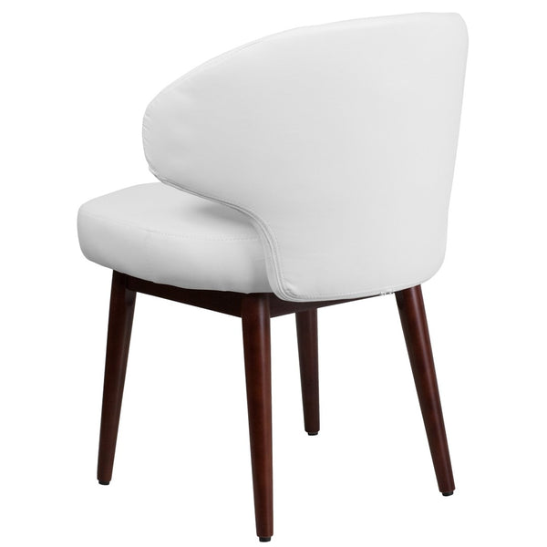 English Elm Comfort Back Series White LeatherSoft Side Chair with Walnut Legs - Modern Style & Ultimate Comfort BT-2-WH-GG