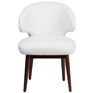 English Elm Comfort Back Series White LeatherSoft Side Chair with Walnut Legs - Modern Style & Ultimate Comfort BT-2-WH-GG