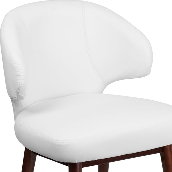 English Elm Comfort Back Series White LeatherSoft Side Chair with Walnut Legs - Modern Style & Ultimate Comfort BT-2-WH-GG