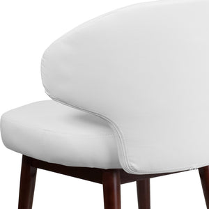 English Elm Comfort Back Series White LeatherSoft Side Chair with Walnut Legs - Modern Style & Ultimate Comfort BT-2-WH-GG