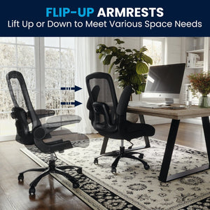 English Elm Big Office Chair | Ergonomic Heavy-Duty Mesh Executive Chair with Lumbar Support for Comfort Black Fabric BT-20180-GG