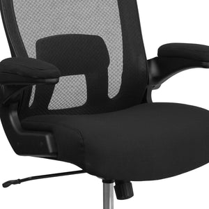 English Elm Big Office Chair | Ergonomic Heavy-Duty Mesh Executive Chair with Lumbar Support for Comfort Black Fabric BT-20180-GG