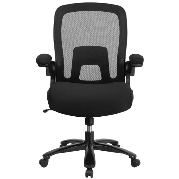 English Elm Big Office Chair | Ergonomic Heavy-Duty Mesh Executive Chair with Lumbar Support for Comfort Black Fabric BT-20180-GG