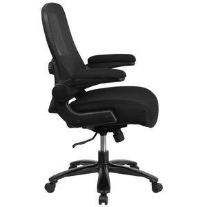 English Elm Big Office Chair | Ergonomic Heavy-Duty Mesh Executive Chair with Lumbar Support for Comfort Black Fabric BT-20180-GG