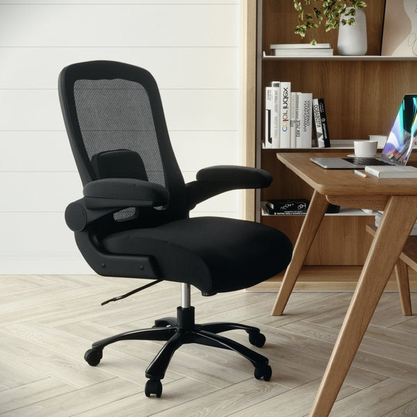 English Elm Big Office Chair | Ergonomic Heavy-Duty Mesh Executive Chair with Lumbar Support for Comfort Black Fabric BT-20180-GG