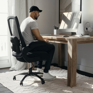 English Elm Big Office Chair | Ergonomic Heavy-Duty Mesh Executive Chair with Lumbar Support for Comfort Black Fabric BT-20180-GG