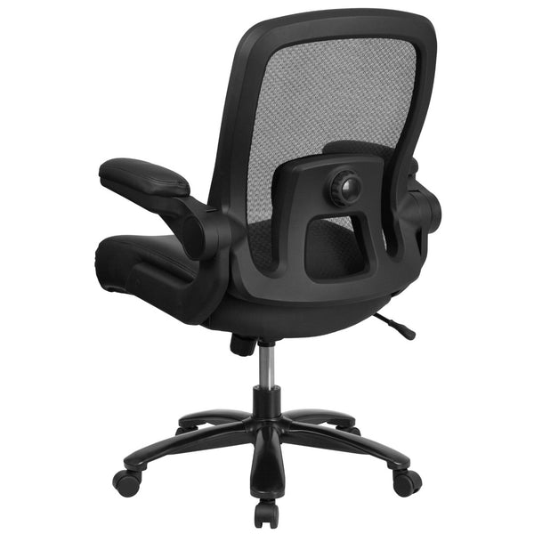 English Elm Big Office Chair | Ergonomic Heavy-Duty Mesh Executive Chair with Lumbar Support for Comfort Black LeatherSoft BT-20180-LEA-GG